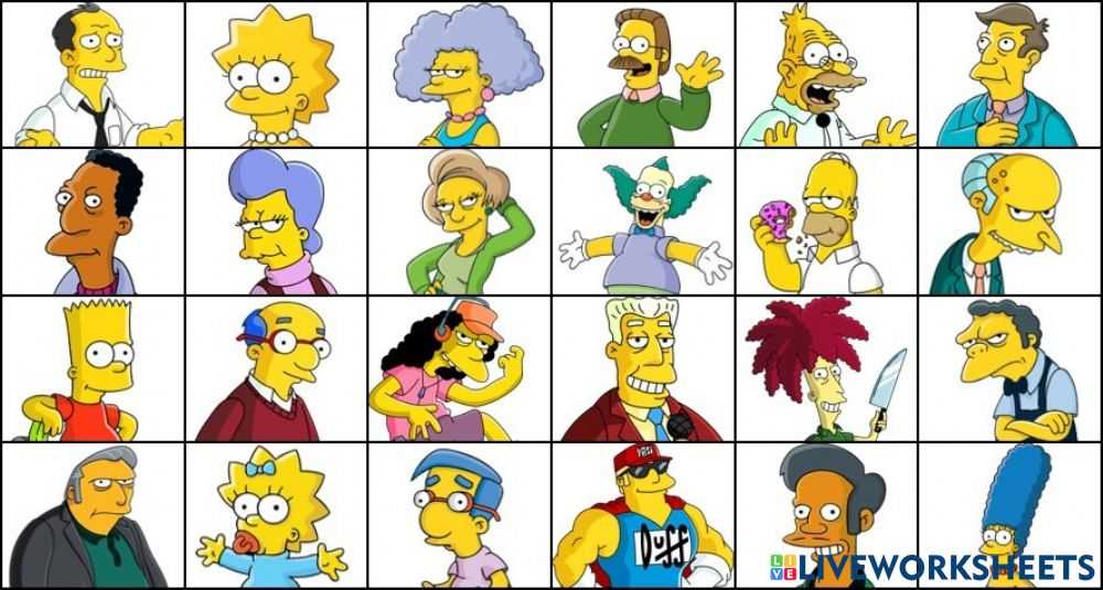 Имя персонажа 5 букв. Симпсоны персонажи. Персонажи из мультфильма симпсоны. Герои мультсериала симпсоны.