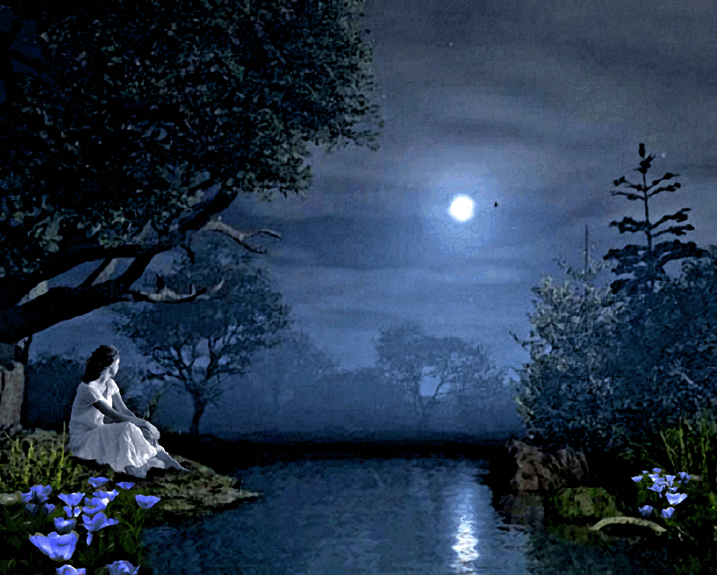Лунная ночь в саду. Весенняя ночь. Ночная тишина. Под лунным светом. Сделай лунный свет