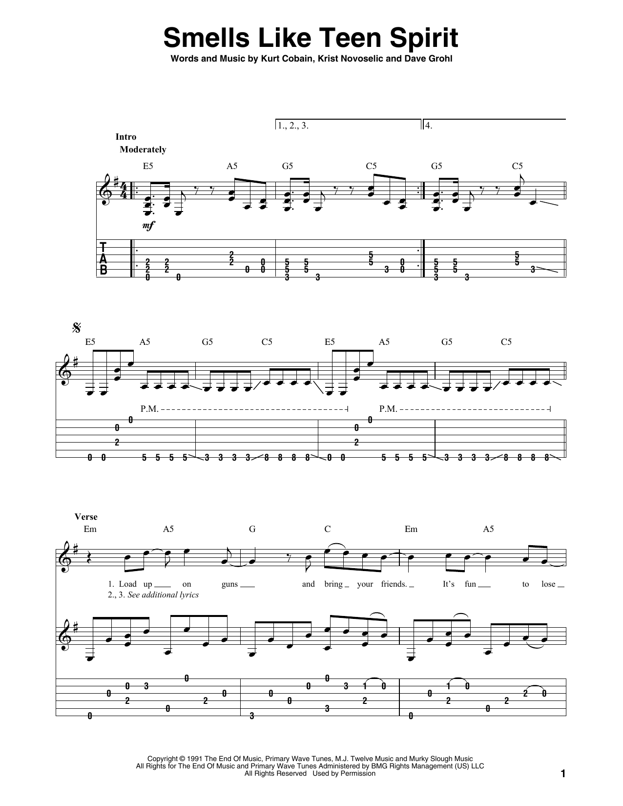 Smells like teen spirit solo tabs